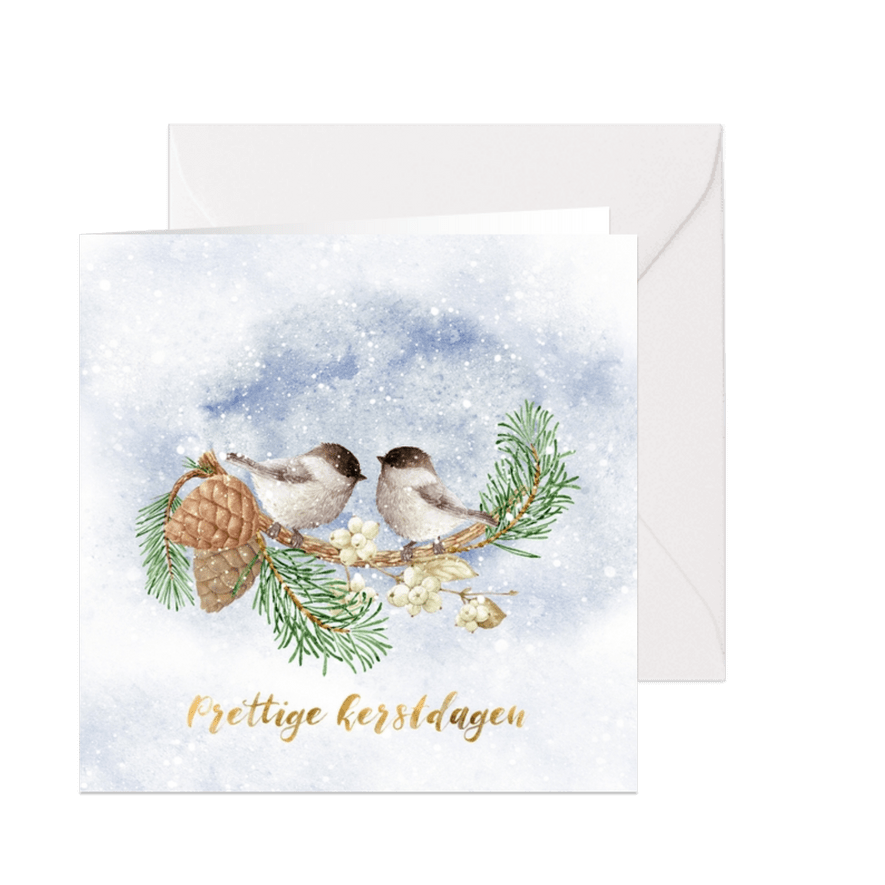 Kerstkaart vogels in de winter - Kaartimpressie