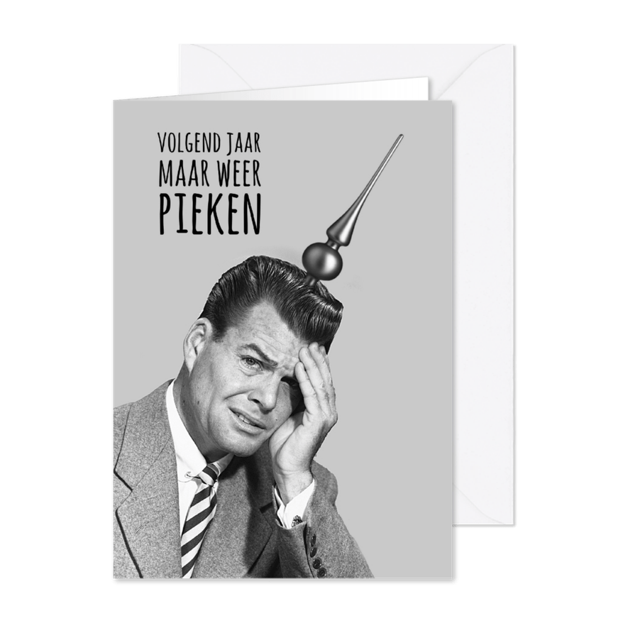 Kerstkaart volgend jaar maar pieken - Kaartimpressie