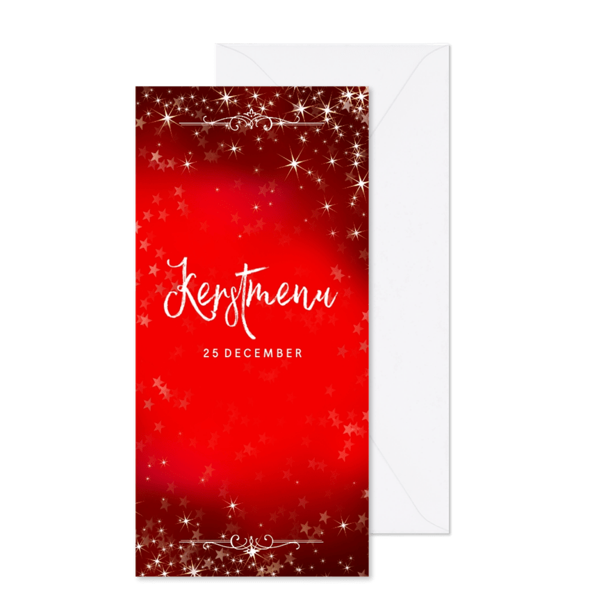 Kerstkaart voor een menu op een mooie sfeervolle kersttafel - Kaartimpressie