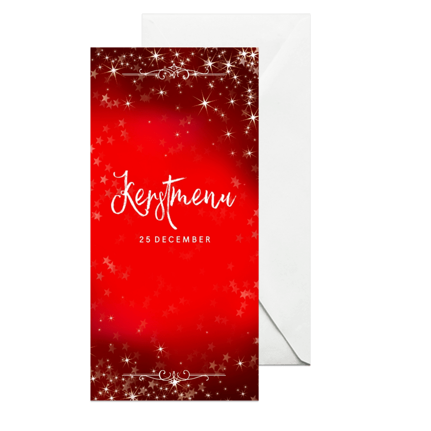 Kerstkaart voor een menu op een mooie sfeervolle kersttafel - Kaartimpressie