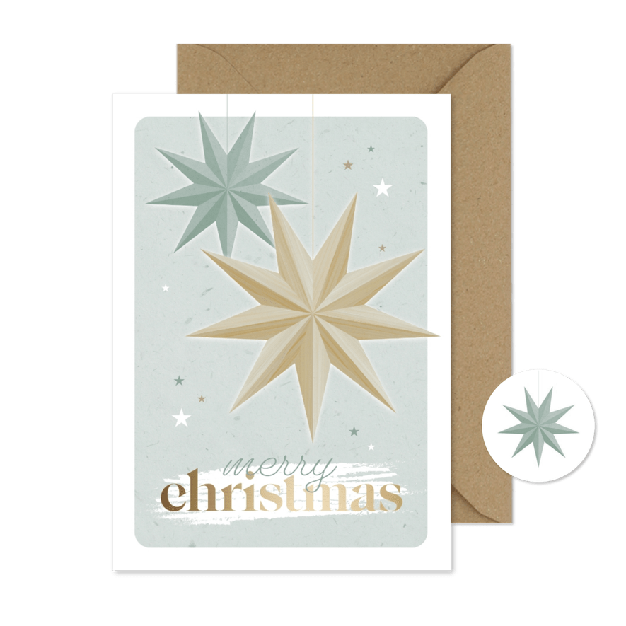 Kerstkaart vouwsterren Scandinavisch - Kaartimpressie