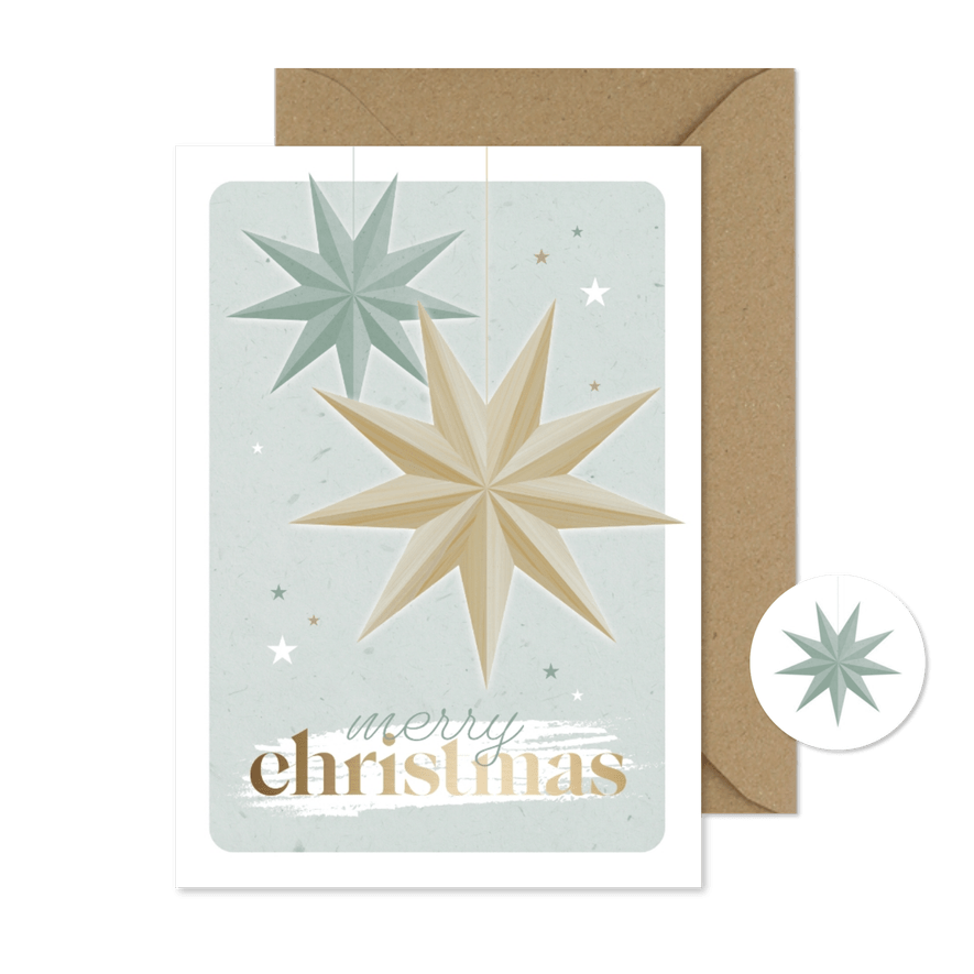 Kerstkaart vouwsterren Scandinavisch - Kaartimpressie