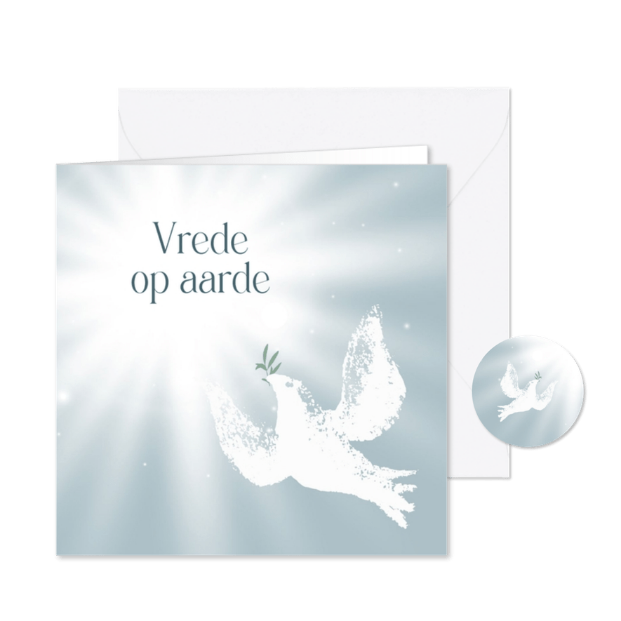 Kerstkaart vredesduif naar zon - Kaartimpressie