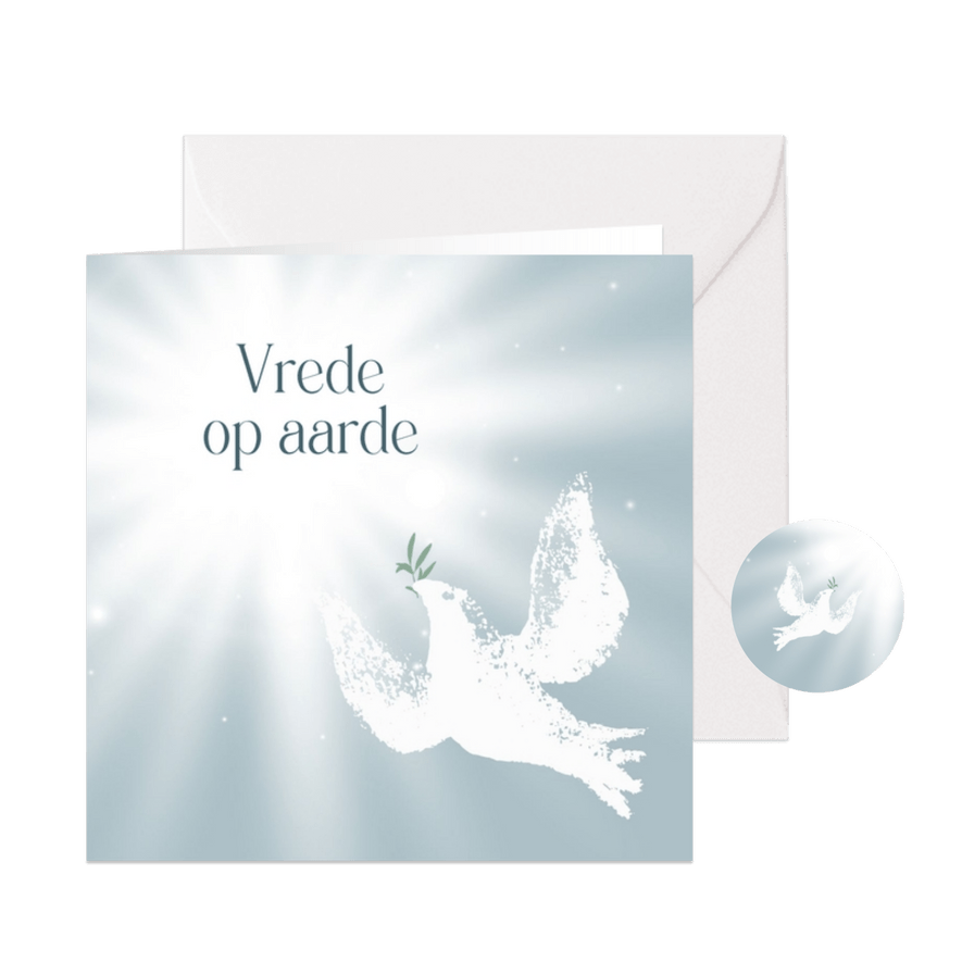 Kerstkaart vredesduif naar zon - Kaartimpressie