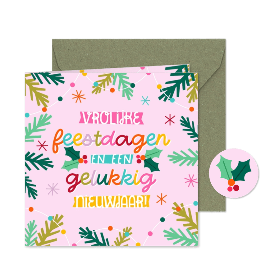 Kerstkaart vrolijke feestdagen en een gelukkig nieuwjaar! - Kaartimpressie