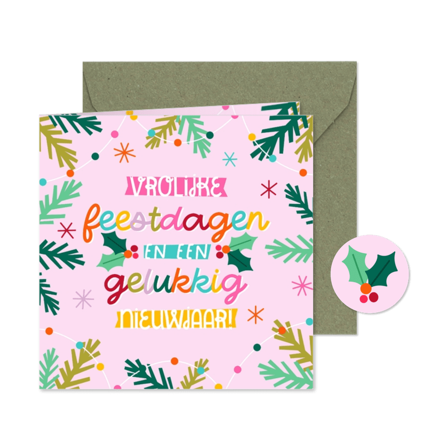 Kerstkaart vrolijke feestdagen en een gelukkig nieuwjaar! - Kaartimpressie