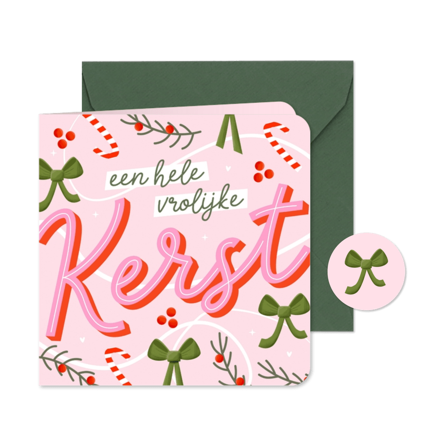 Kerstkaart vrolijke kerst met typografie gekleurd - Kaartimpressie