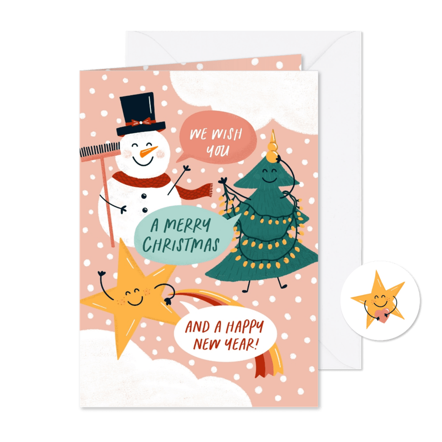 Kerstkaart vrolijke kerstwensen - Kaartimpressie