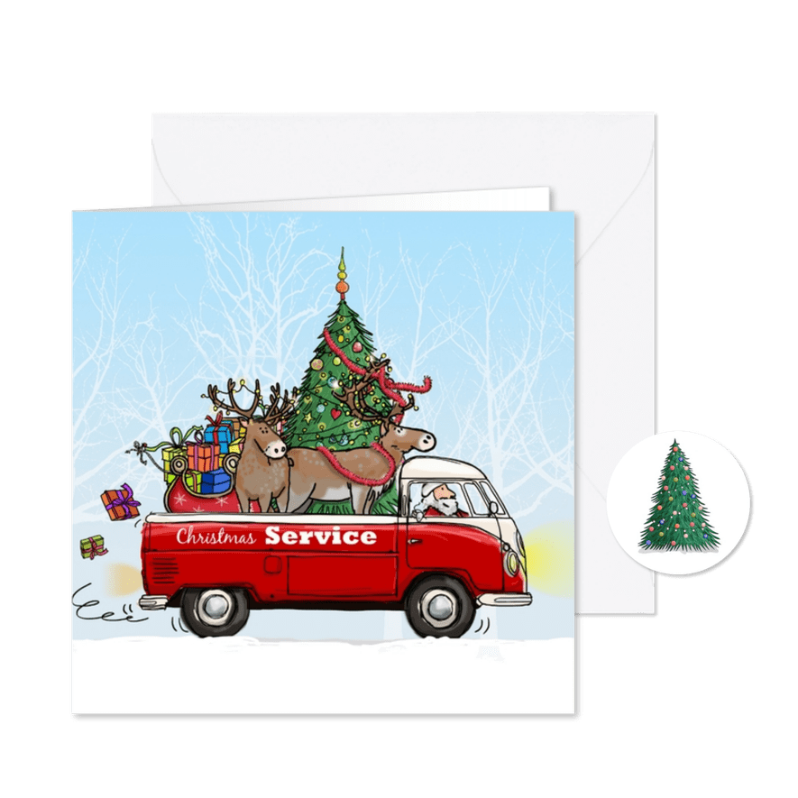 Kerstkaart vw bus pickup av - Kaartimpressie