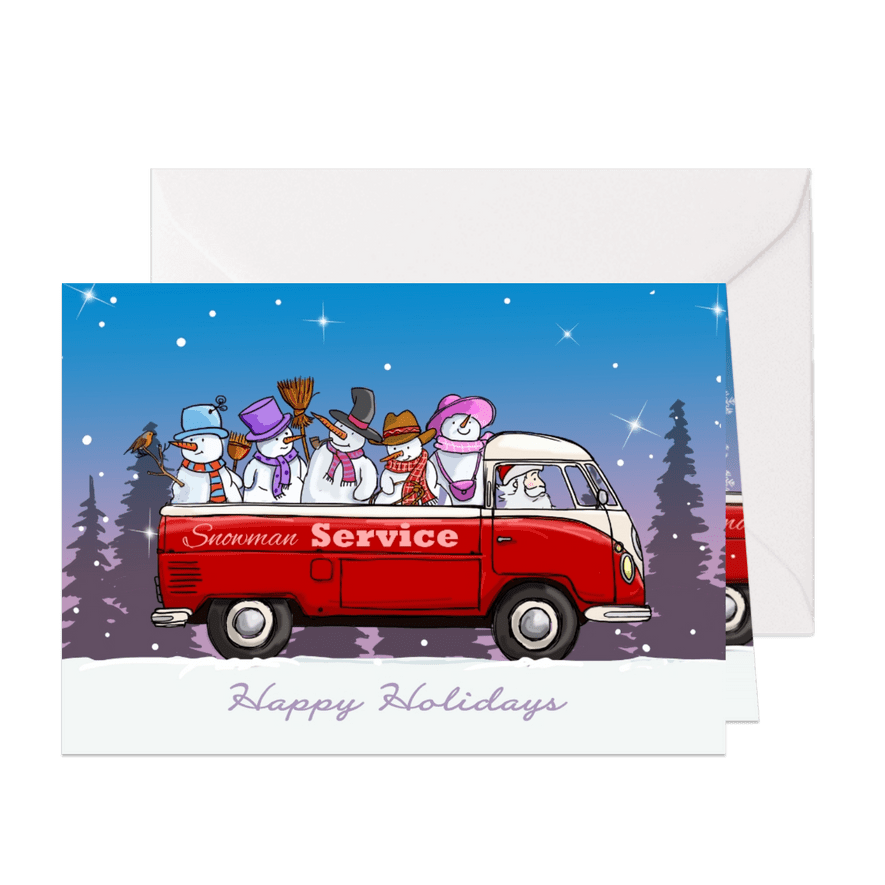 Kerstkaart VW bus pickup  - Kaartimpressie