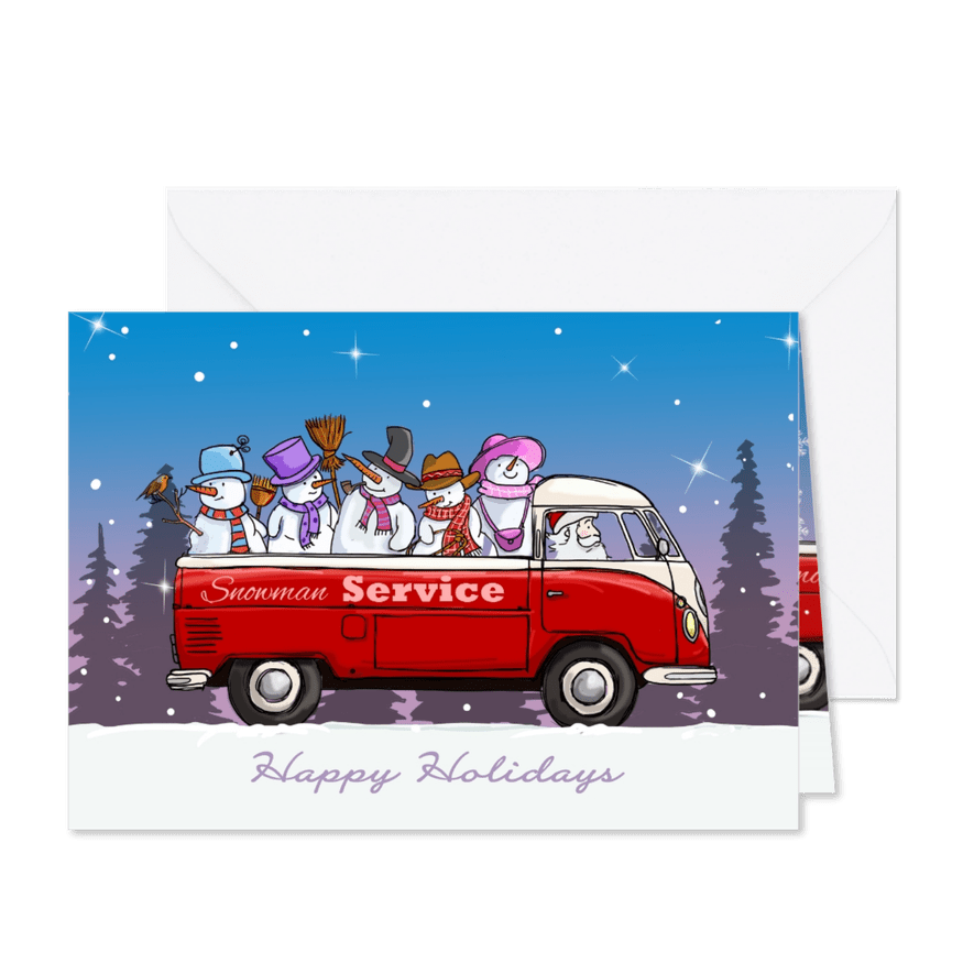 Kerstkaart VW bus pickup  - Kaartimpressie
