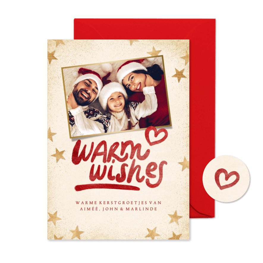 Kerstkaart 'Warm wishes' eigen foto - Kaartimpressie