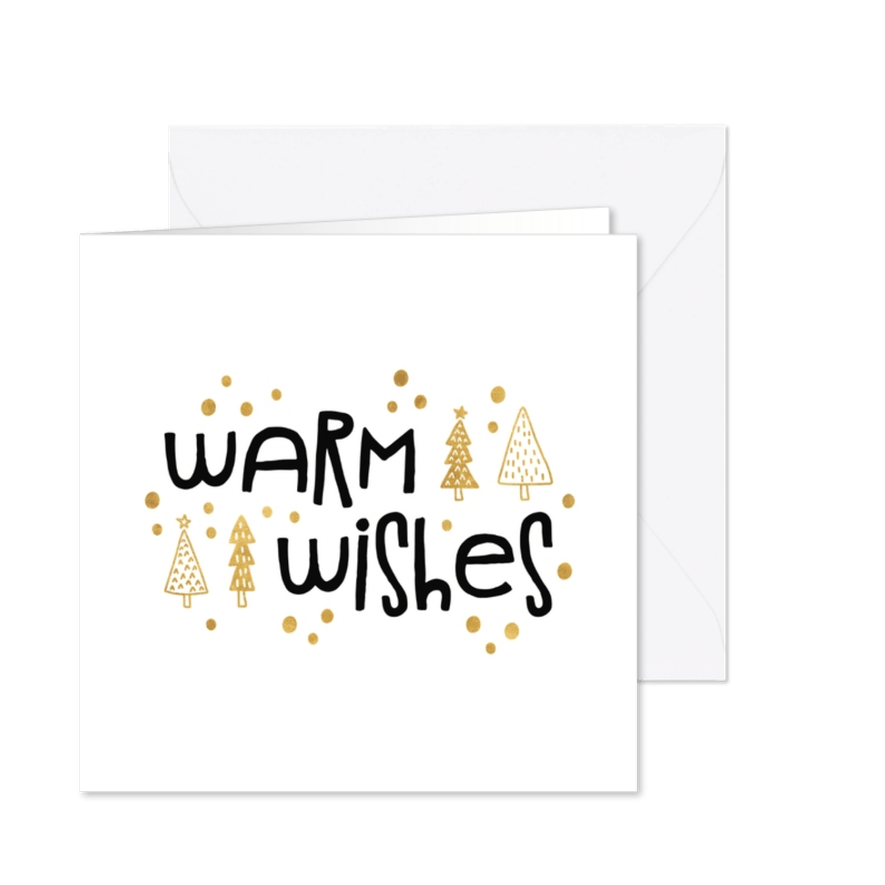 Kerstkaart 'warm wishes' goudlook - Kaartimpressie