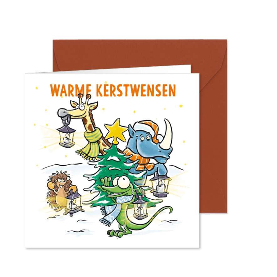 Kerstkaart warme kerstwensen  - Kaartimpressie