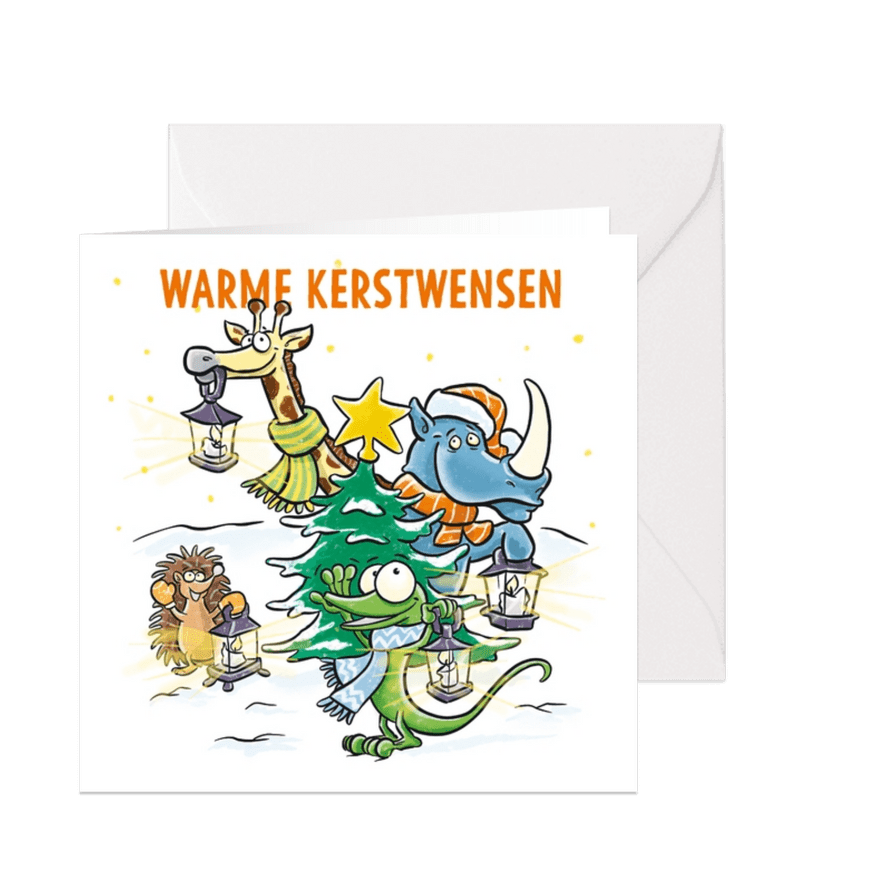 Kerstkaart warme kerstwensen  - Kaartimpressie