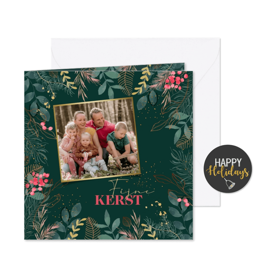 Kerstkaart watercolor gekleurde takjes - Kaartimpressie