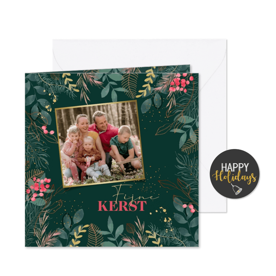 Kerstkaart watercolor gekleurde takjes - Kaartimpressie