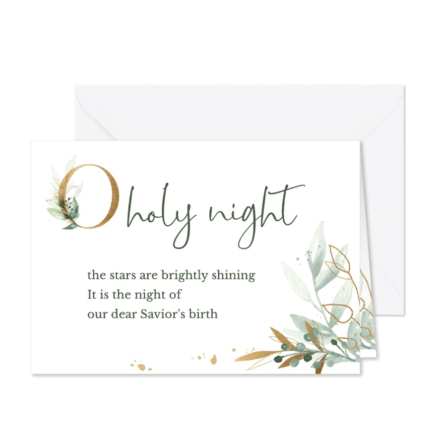 Kerstkaart waterverf "O holy night" - Kaartimpressie