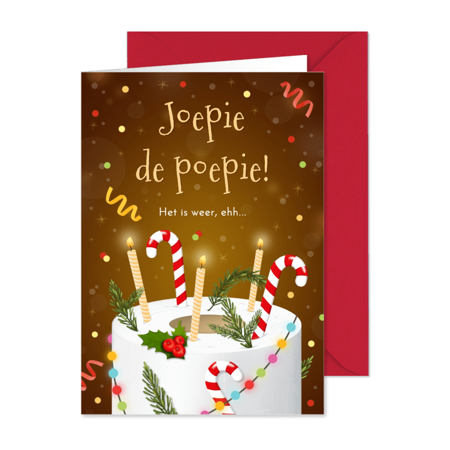 Kerstkaart wc rollen boom te laat - Kaartimpressie