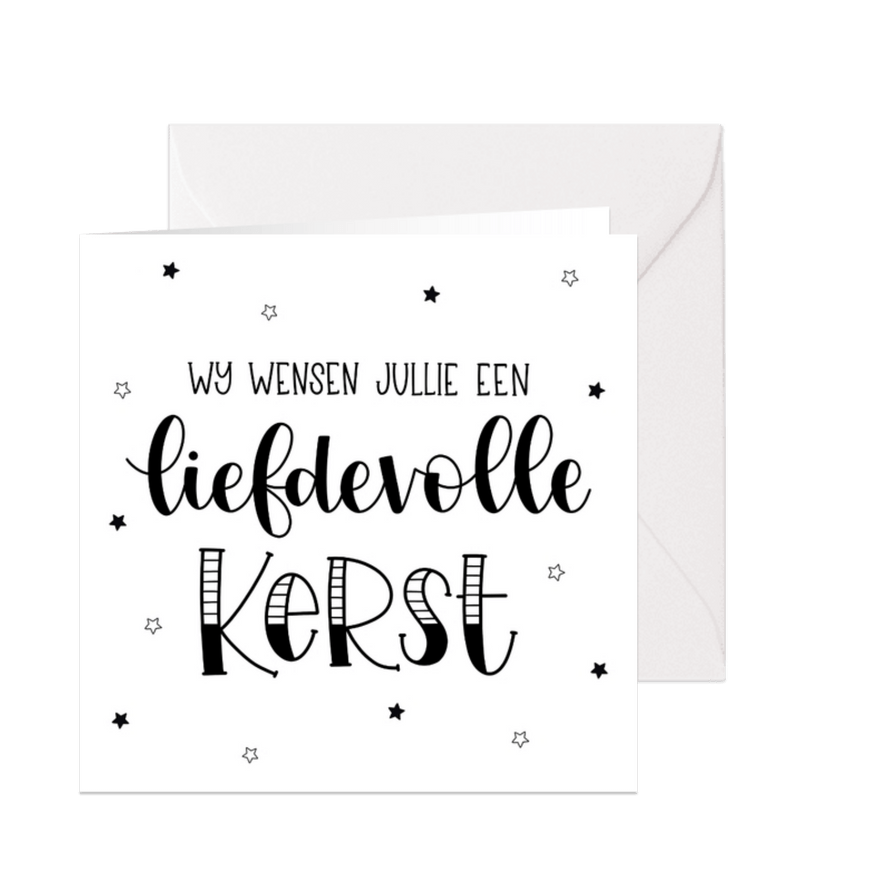 Kerstkaart 'wij wensen jullie een liefdevolle kerst' - Kaartimpressie