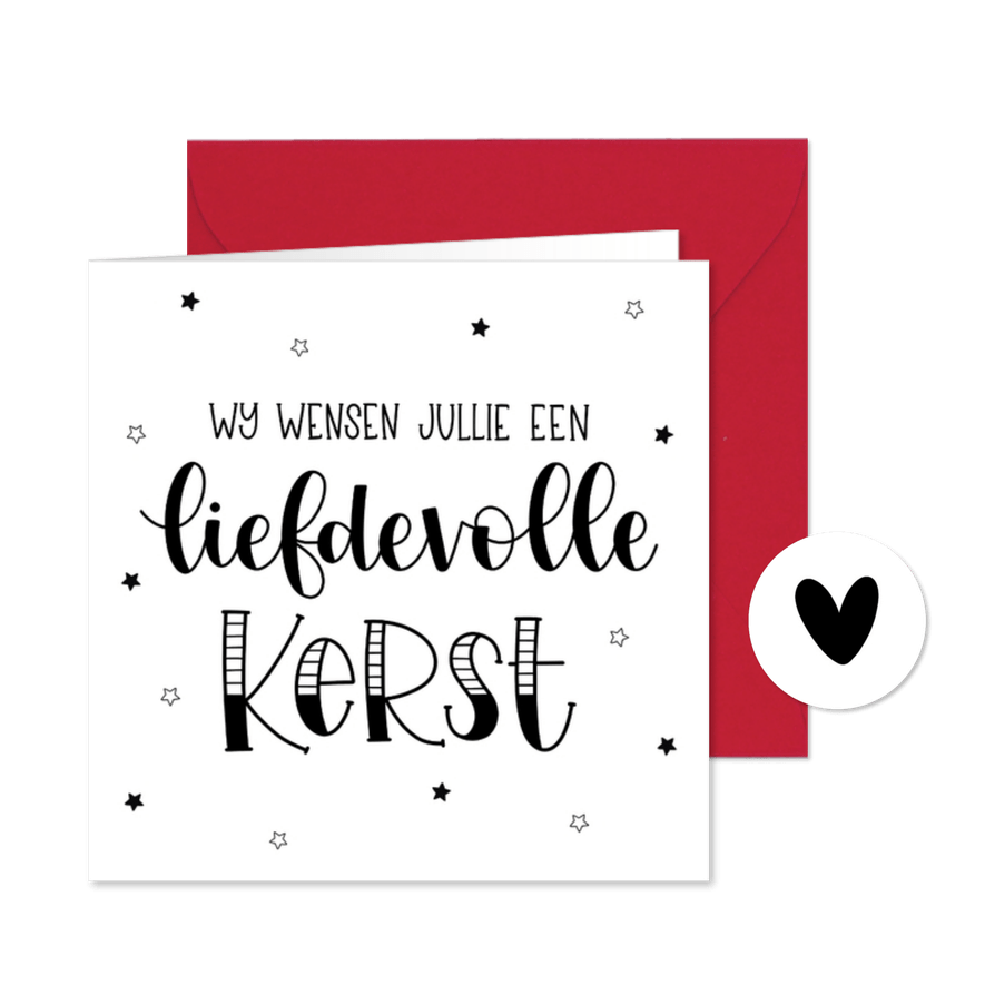 Kerstkaart 'wij wensen jullie een liefdevolle kerst' - Kaartimpressie