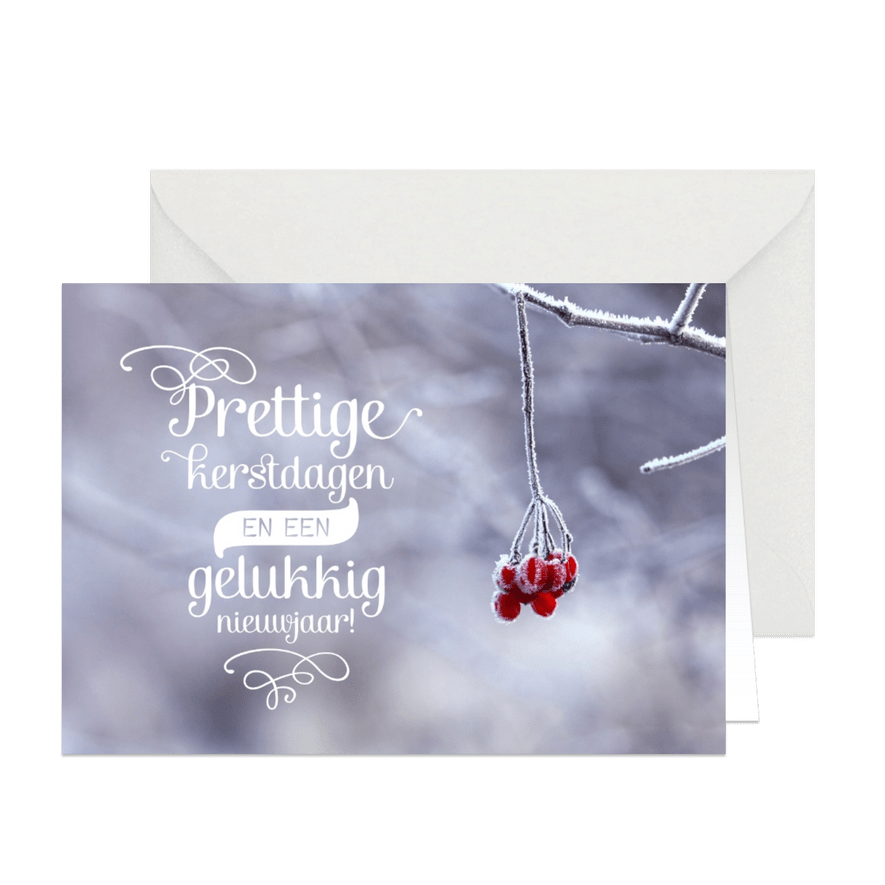 Kerstkaart winter foto letters sierlijk - Kaartimpressie