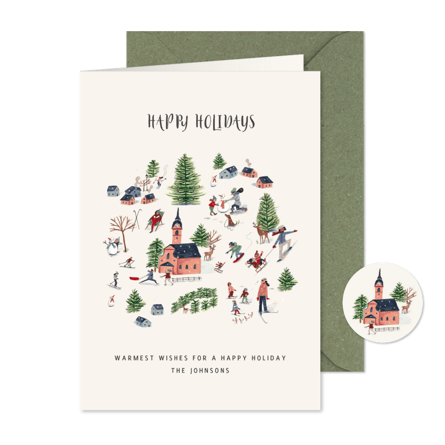 Kerstkaart winter landschap in de sneeuw - Kaartimpressie