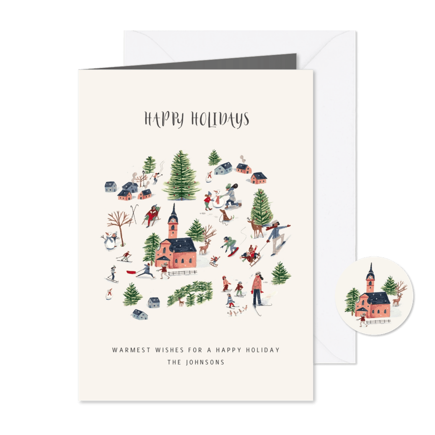 Kerstkaart winter landschap in de sneeuw - Kaartimpressie