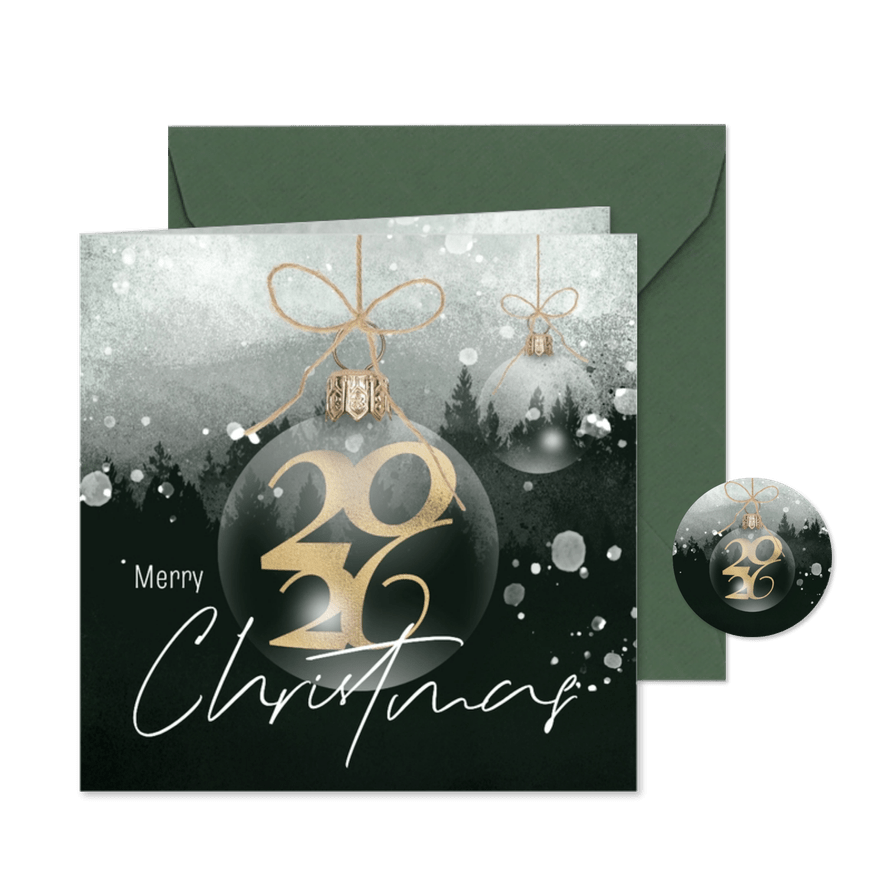 Kerstkaart winter natuur kerstbal 2026 - Kaartimpressie