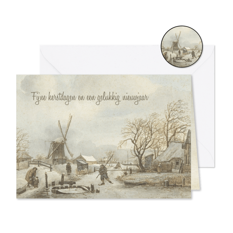 Kerstkaart winterlandschap Gerrit Lamberts - Kaartimpressie