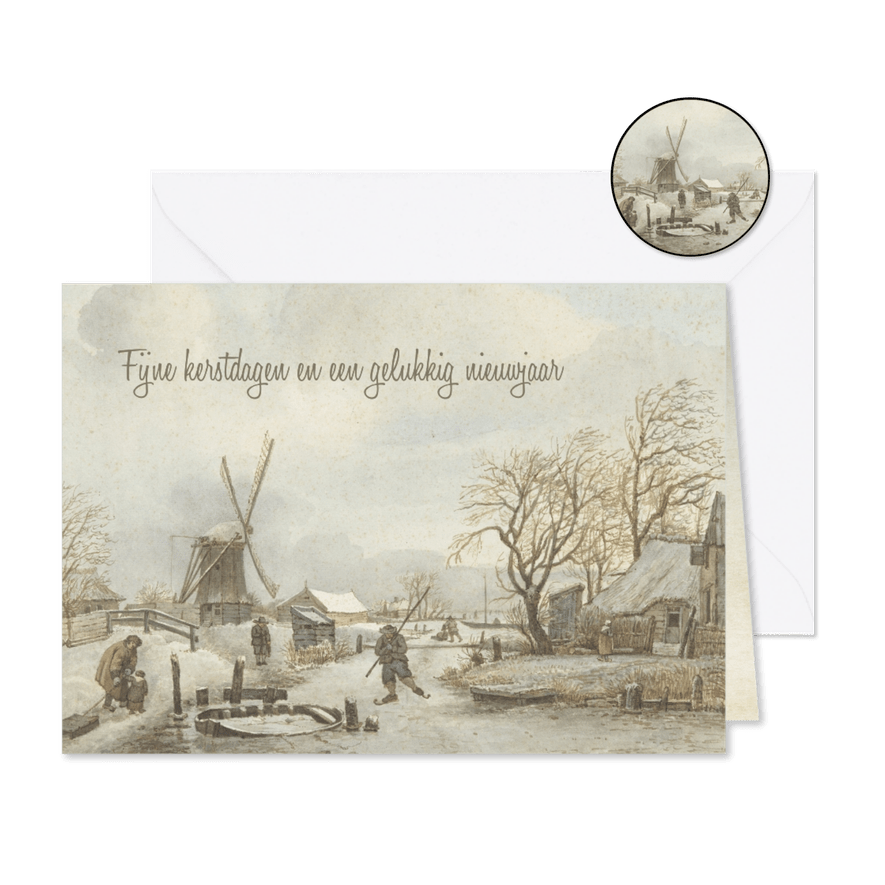 Kerstkaart winterlandschap Gerrit Lamberts - Kaartimpressie
