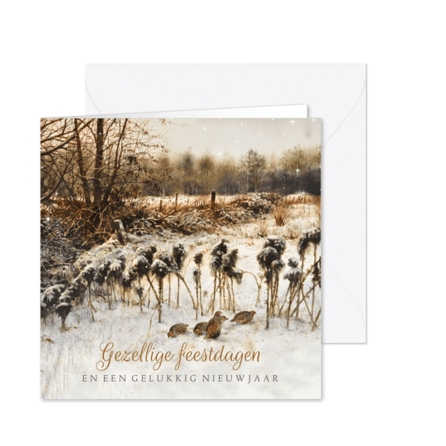 Kerstkaart winterlandschap Rien Poortvliet - Kaartimpressie