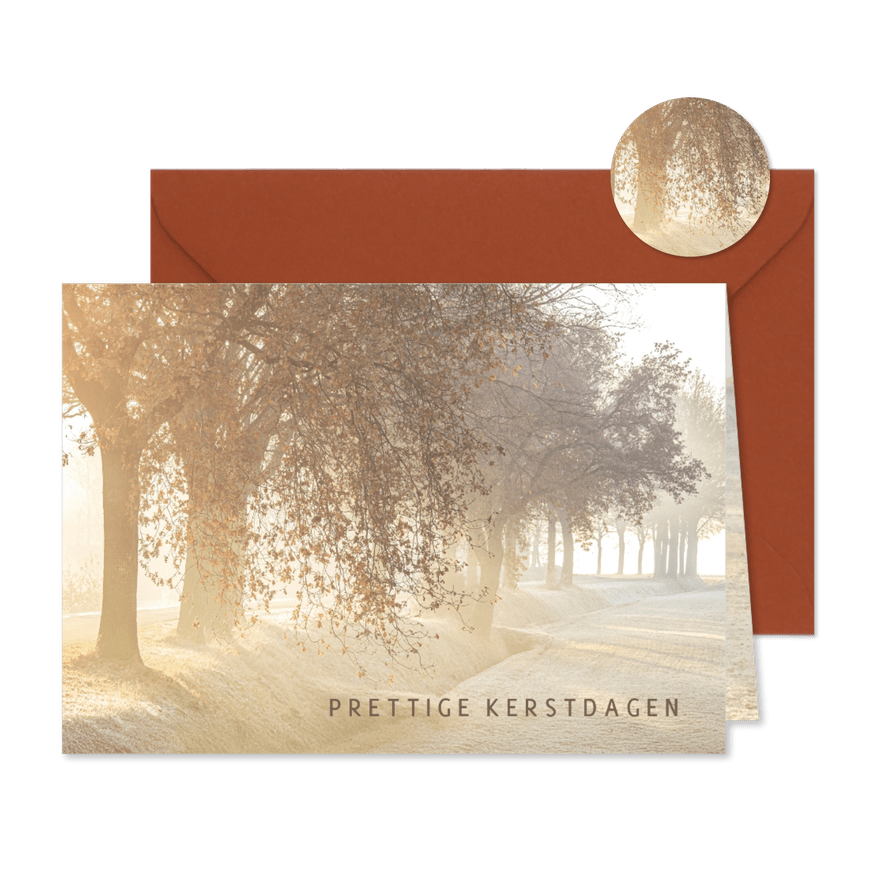 Kerstkaart winters landschap met bomen - Kaartimpressie