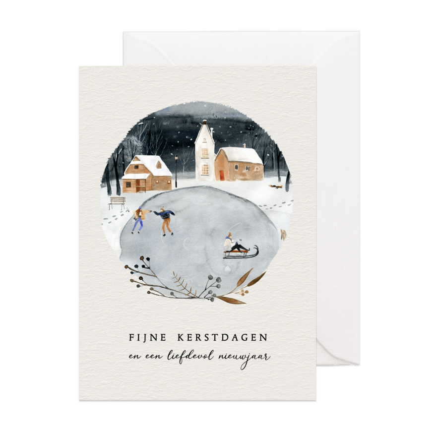 Kerstkaart winters tafereel - Kaartimpressie