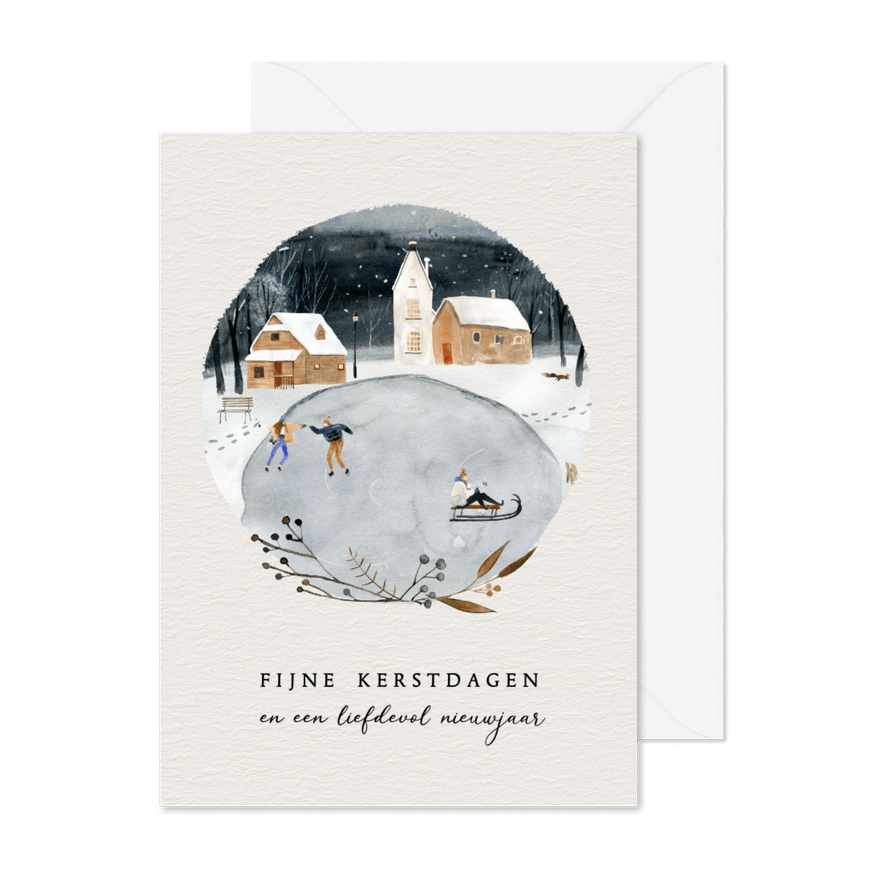 Kerstkaart winters tafereel - Kaartimpressie