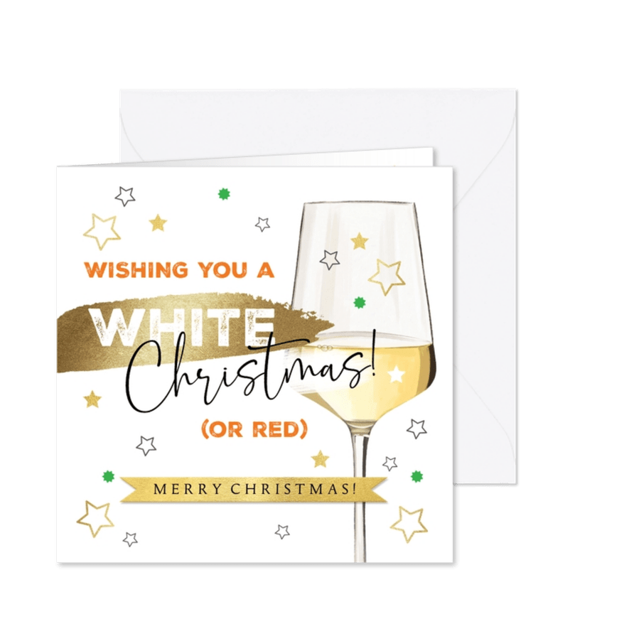 Kerstkaart wishing white christmas or red - Kaartimpressie