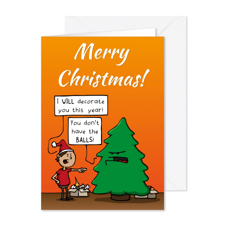 Kerstkaart you don't have the balls - Kaartimpressie