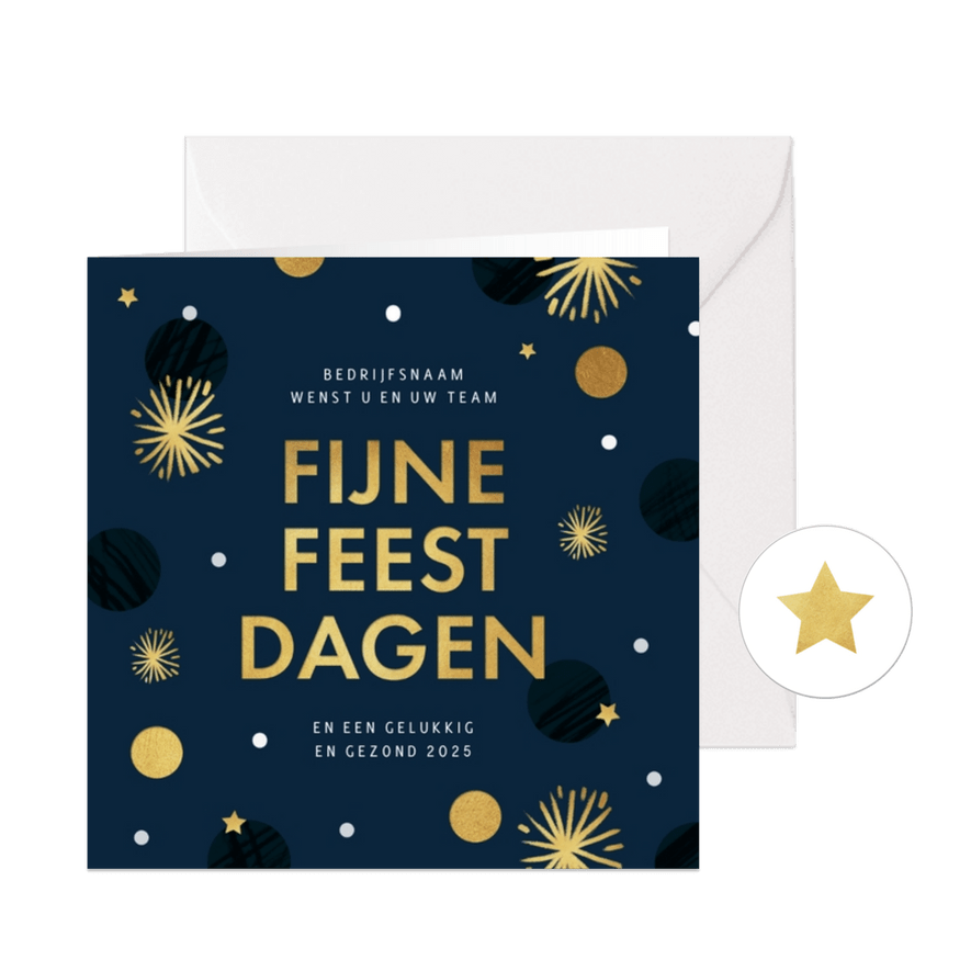 Kerstkaart zakelijk fijne feestdagen confetti vuurwerk  - Kaartimpressie