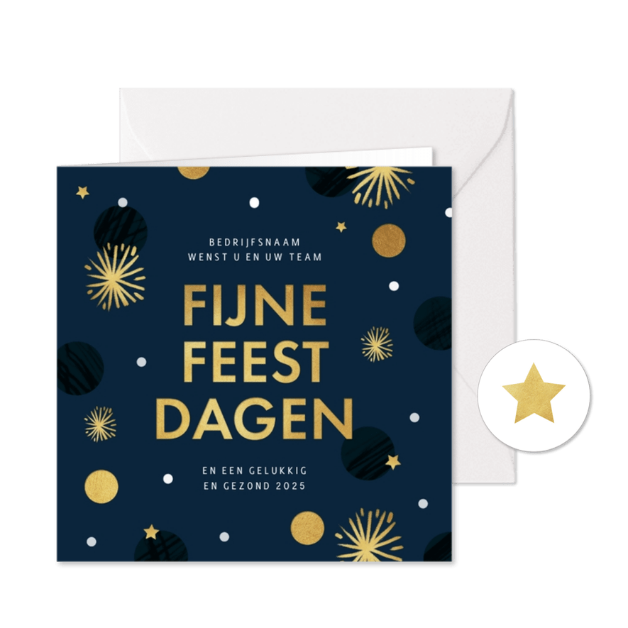 Kerstkaart zakelijk fijne feestdagen confetti vuurwerk  - Kaartimpressie