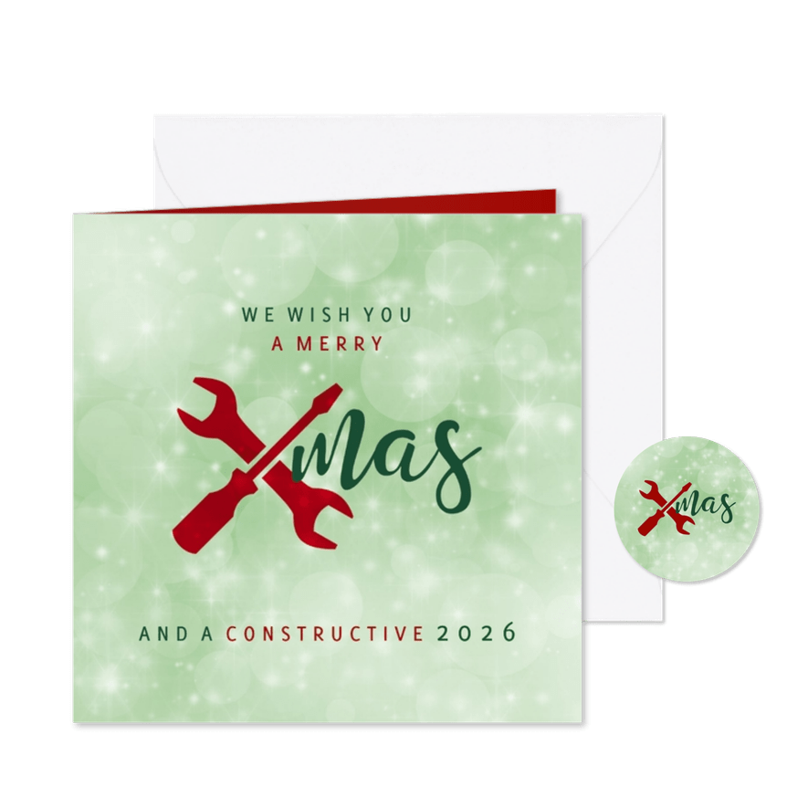 Kerstkaart zakelijk gereedschap bouw - Kaartimpressie