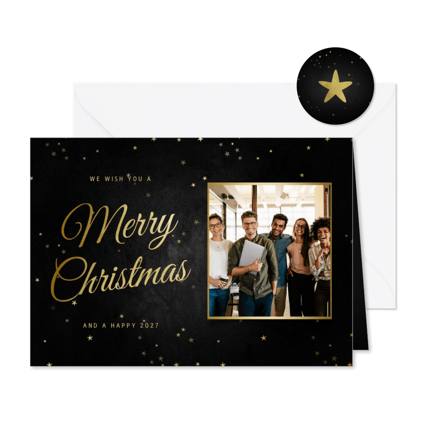 Kerstkaart zakelijk klassiek Merry Christmas met foto - Kaartimpressie