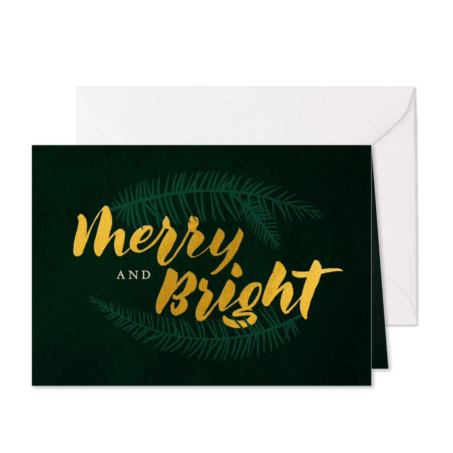 Kerstkaart zakelijk 'Merry and bright' - Kaartimpressie