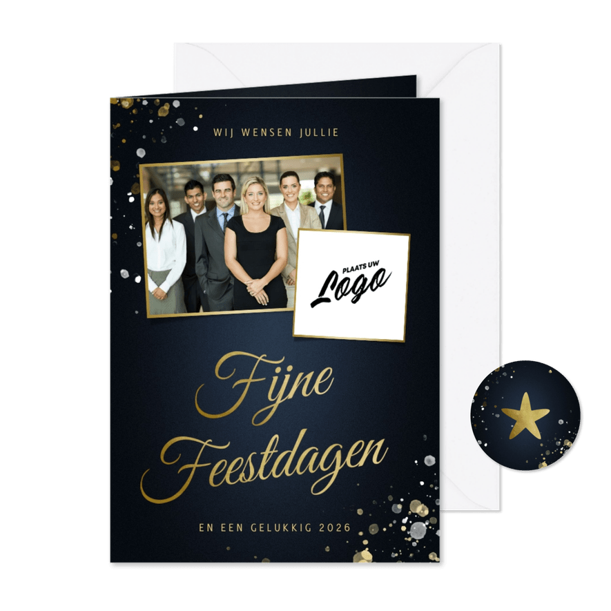 Kerstkaart zakelijk met fotos klassiek Fijne Feestdagen - Kaartimpressie