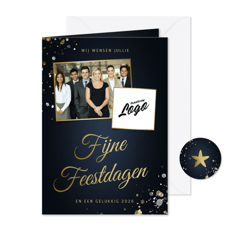 Kerstkaart zakelijk met fotos klassiek Fijne Feestdagen - Kaartimpressie