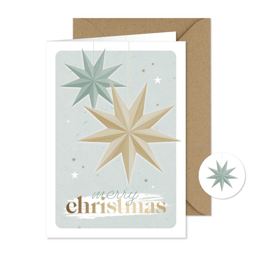 Kerstkaart zakelijk met vouwsterren - Kaartimpressie