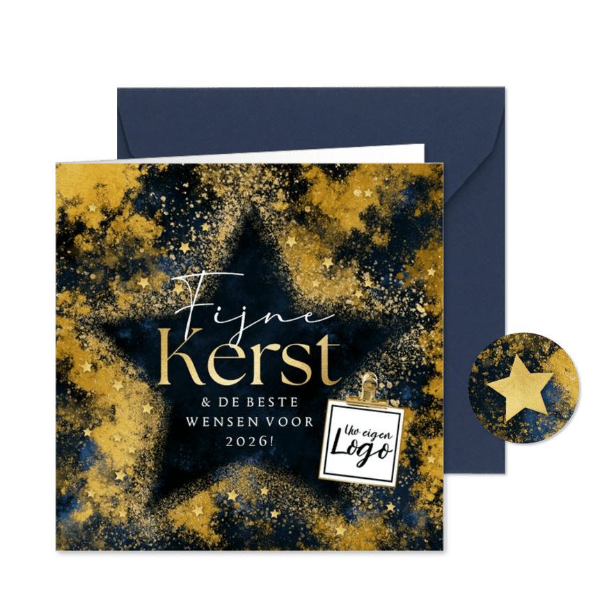 Kerstkaart zakelijk silhouet kerstster stijlvol goud logo - Kaartimpressie