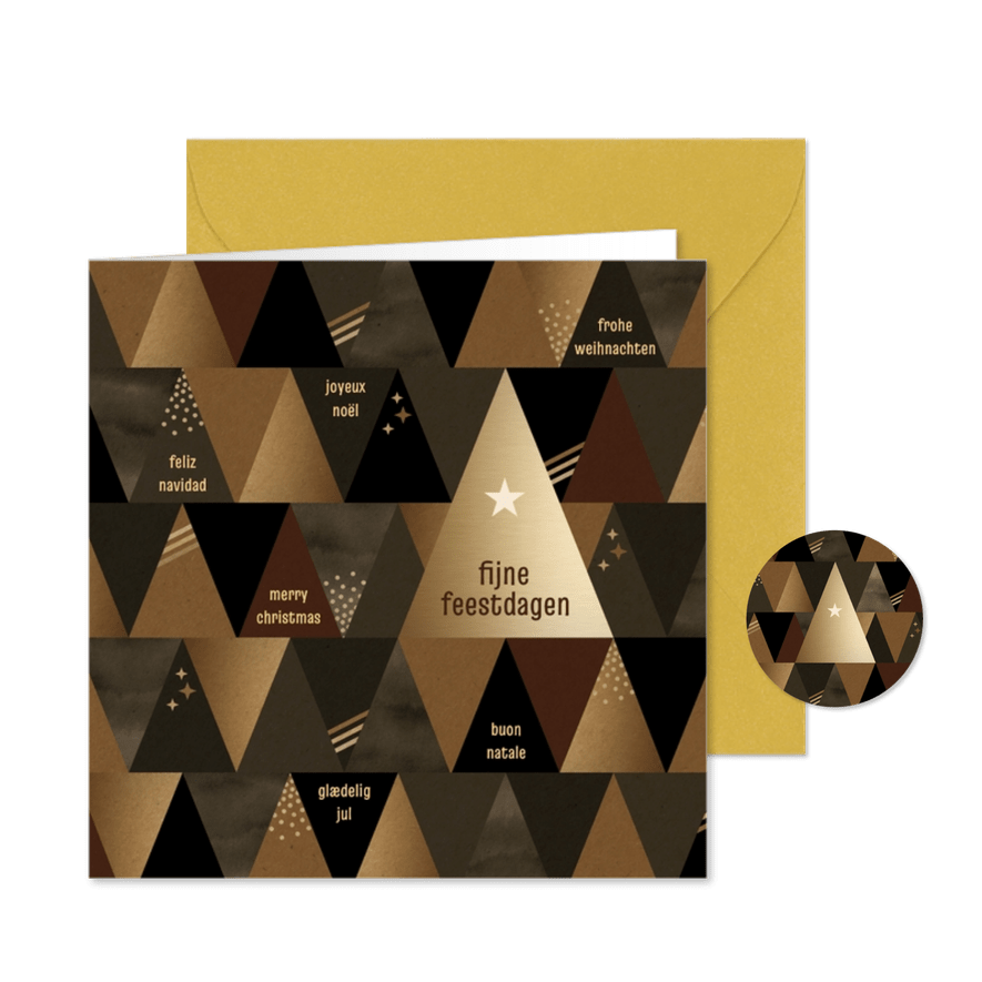 Kerstkaart zakelijk talen internationaal grafische bomen - Kaartimpressie