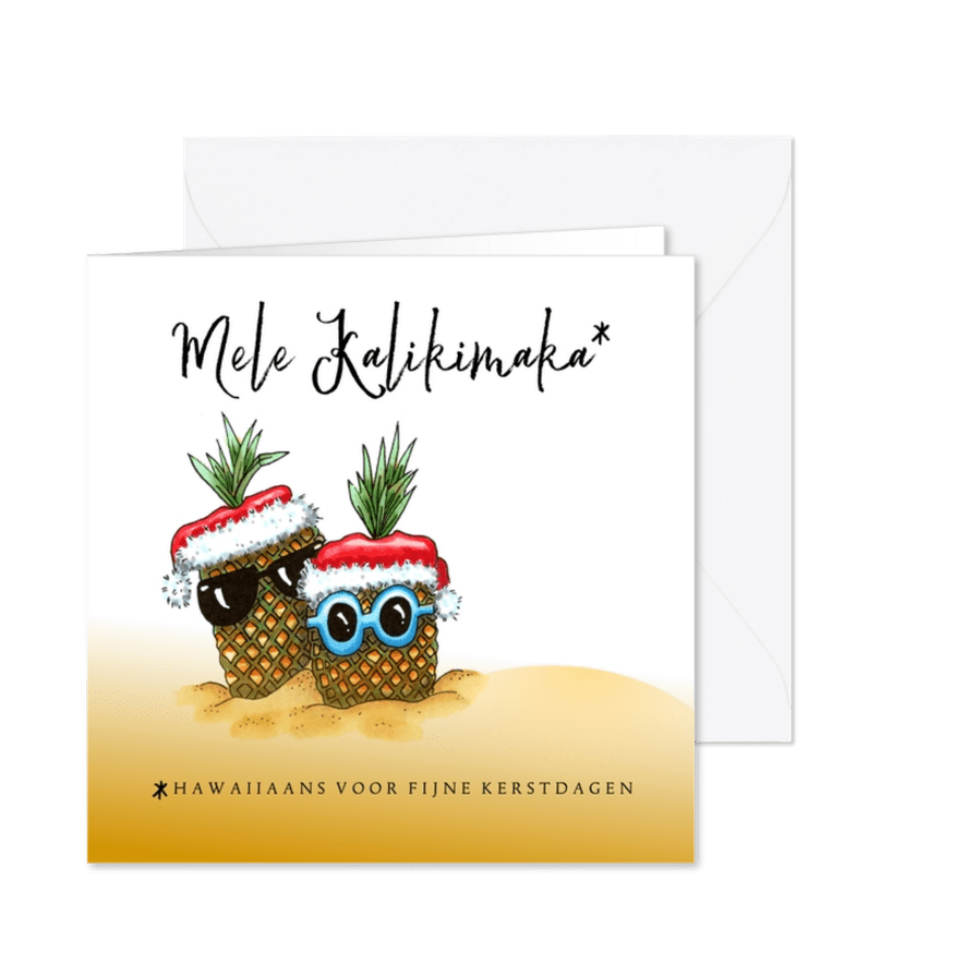 kerstkaarten ananas met kerstmuts - Kaartimpressie