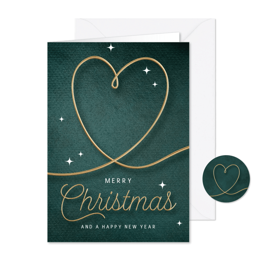 Kerstkaarten hart van goud - Kaartimpressie