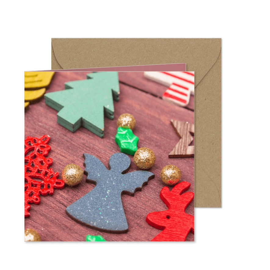 Kerstkaarten met kleurrijke kerstversiering - Kaartimpressie